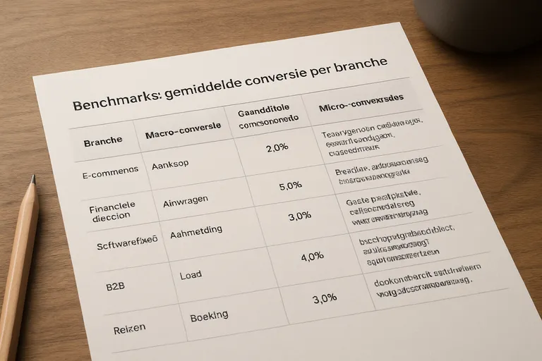 Benchmarks: gemiddelde conversie per branche